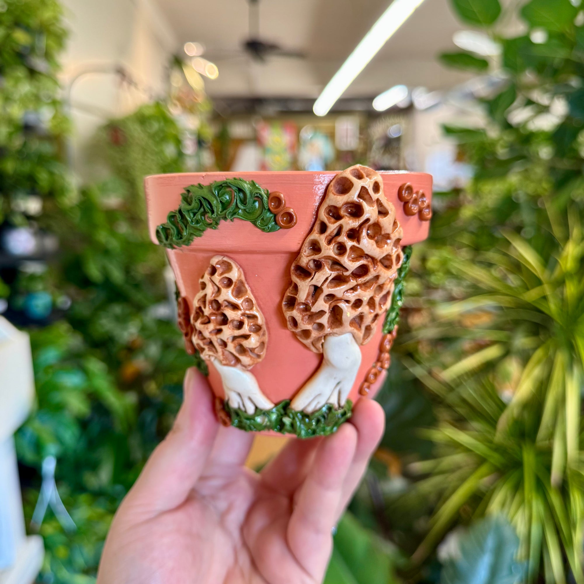 4" Mushie Pot: Pink w/ Morels