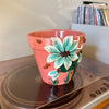 6" Flowers Pot: Pink w/ Blue-White Flowers