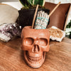 Resting Plant Face - 3.75" Concrete Skull Planter: Teracotta / No Drainage
