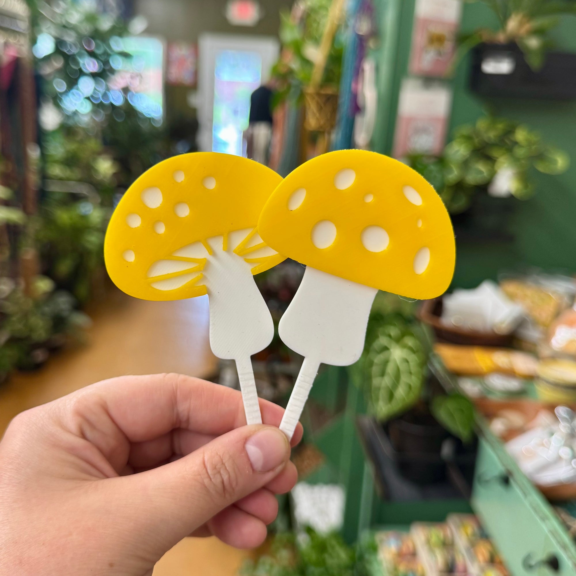 Large Mushie Plant Stake - Yellow