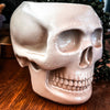 Resting Plant Face - Large Skull Concrete Planter: Charcoal / No Drainage