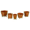 Kalalou - SET OF FIVE TERRACOTTA PLANTERS W WIRE WRAP & BRASS DETAIL: Orange / Terracotta/Wire / X-Large: 7" x 6.5" x 5.5"t; 
Large: 6" x 5.5" x 4"t; 
Medium: 6" x 5" x 4"t; 
Small: 5" x 5" x 4.5"t; 
X-Small: 4" x 5.5" x 2.5"t