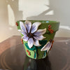 4" Flower Pot: Green w/ Purple-White Flowers