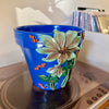 8" Flower Pot: Blue w/ Slate Blue Flowers