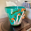 8" Mushie Pot: Teal w/ Burnt Orange Mushies
