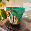 8" Mushie Pot: Teal w/ Burnt Orange Mushies