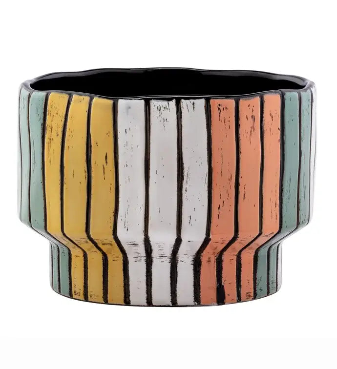 7.5” Multicolor Striped Ceramic Planter