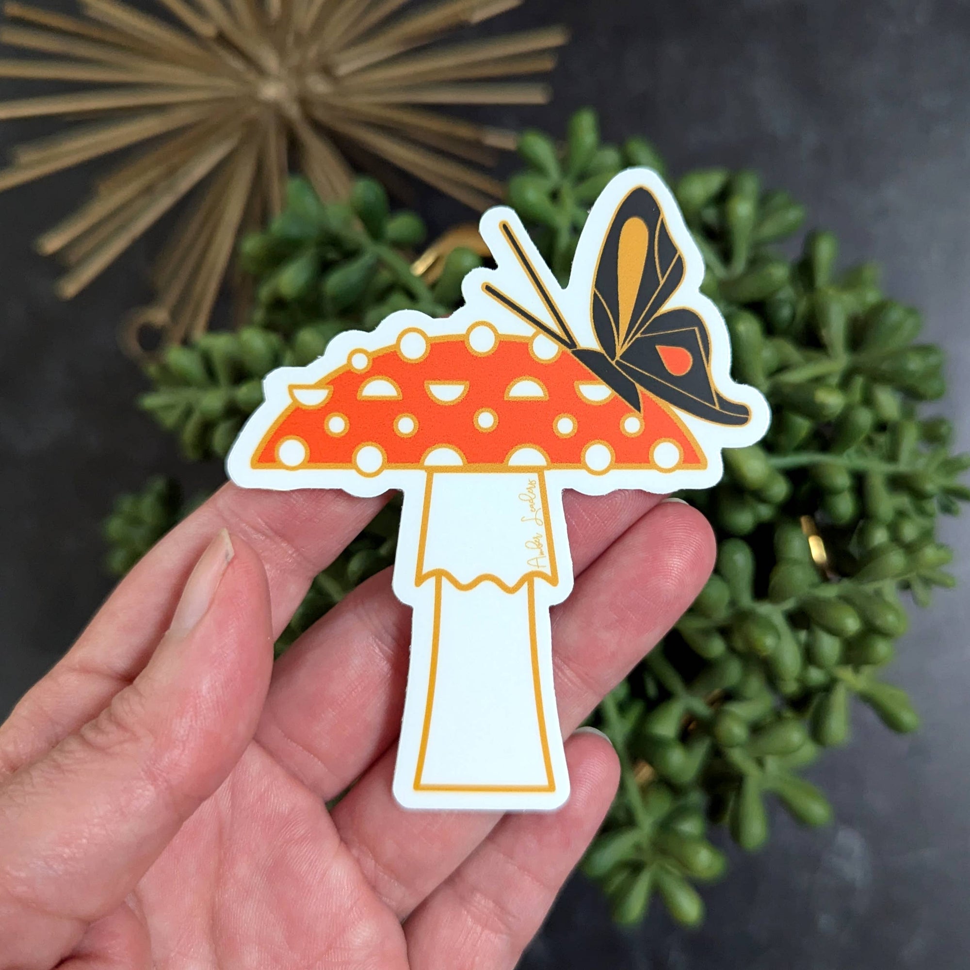 Mushroom and Butterfly Sticker