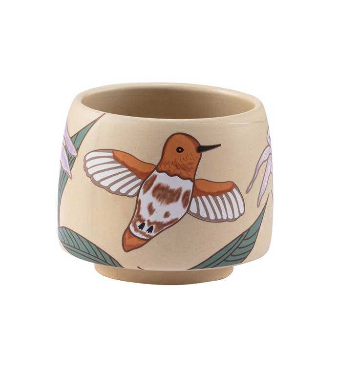 3.75” Brown/White Hummingbird Planter