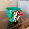 3" Mushies Pot: Teal w/ Red Mushies