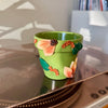 3" Flowers Pot: Green w/ Peach-Orange Flowers
