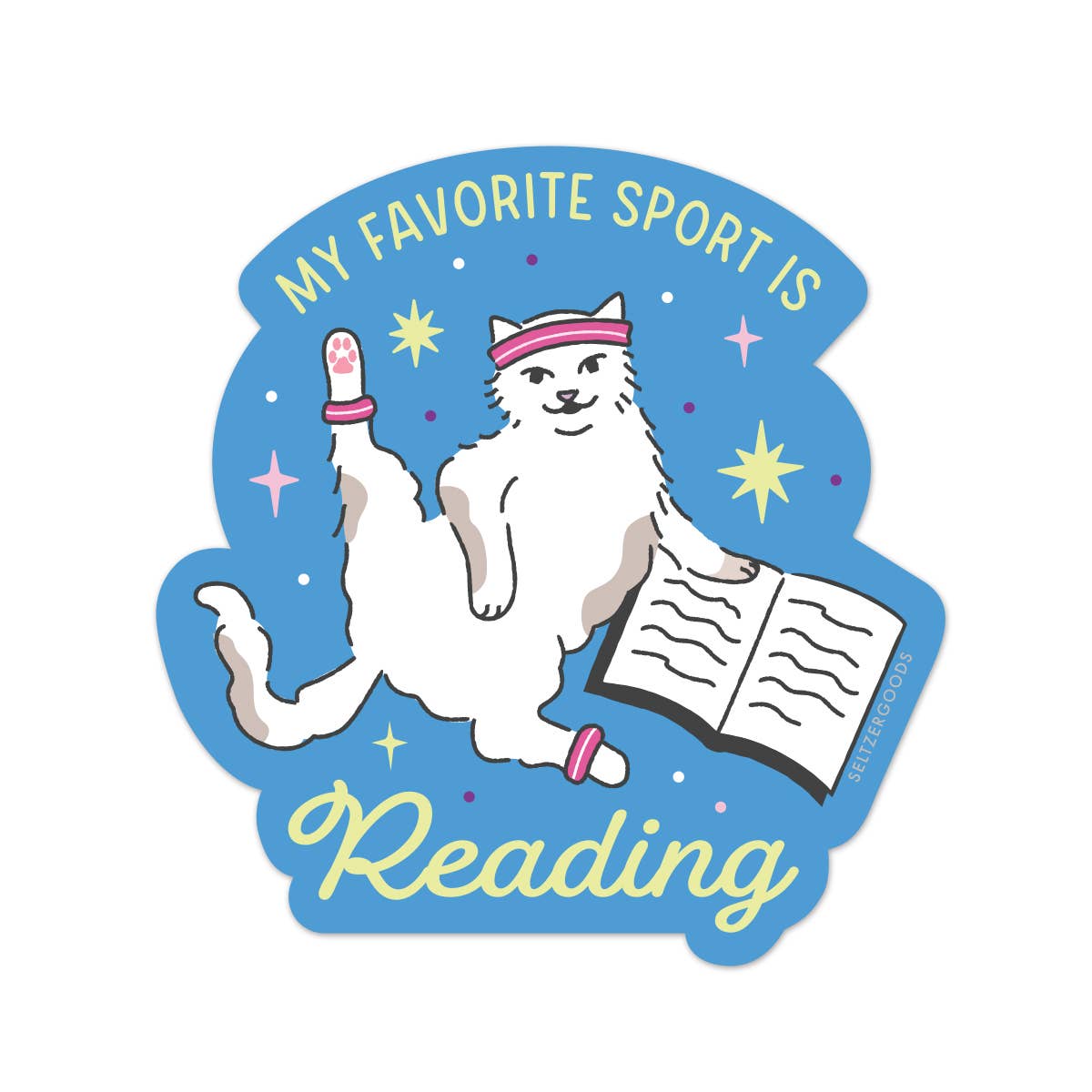 Reading Sport Cat Sticker