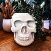 Resting Plant Face - Large Skull Concrete Planter: White / No Drainage