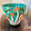 8" Mushie Pot: Teal w/ Burnt Orange Mushies