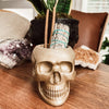 Resting Plant Face - 3.75" Concrete Skull Planter: Teracotta / No Drainage