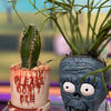 Resting Plant Face - Shrunken Head Concrete Planter: Drainage