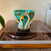 6" Mushie Pot: Teal w/ Orange-Yellow Ombre Mushies