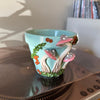 4" Mushie Pot: Sky Blue w/ Pink-Grey Mushies