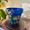 8" Flower Pot: Blue w/ Slate Blue Flowers