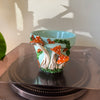 4" Mushies Pot: Sky Blue w/ Burnt Orange Mushies