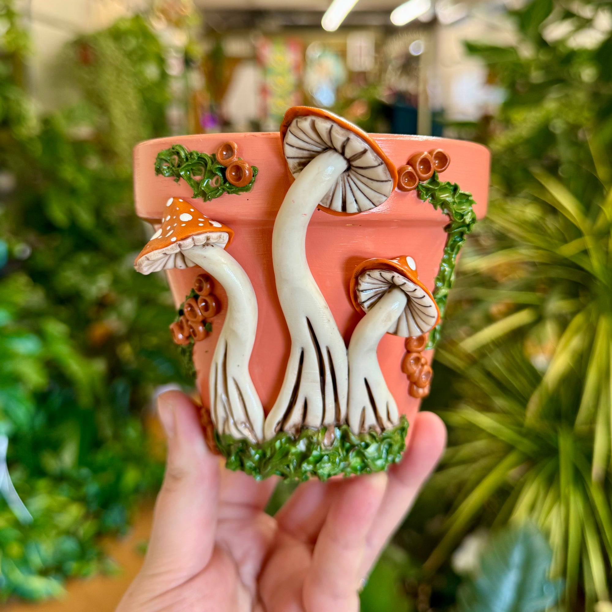 4" Mushie Pot: Pink w/ Burnt Orange