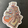 Bear in Book Stack Sticker