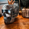 Resting Plant Face - Large Skull Concrete Planter: Charcoal / No Drainage