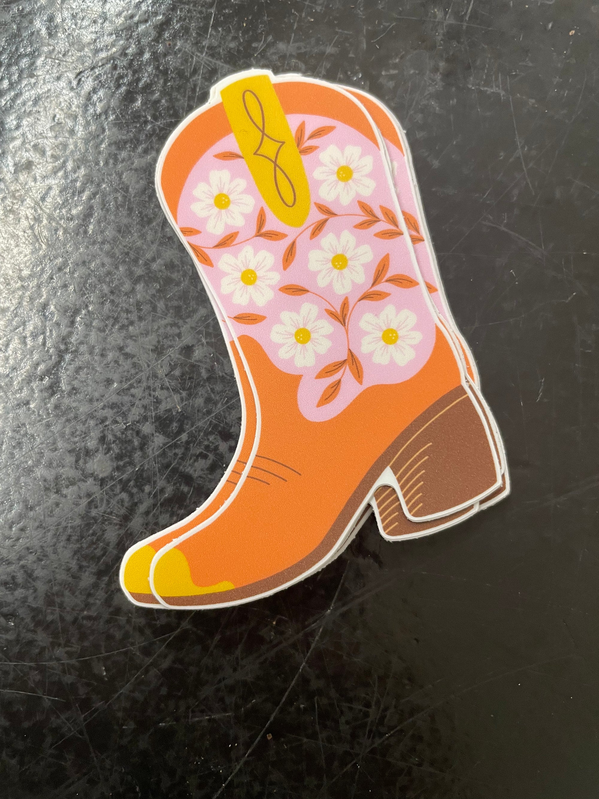 Floral Cowboy Boot Sticker
