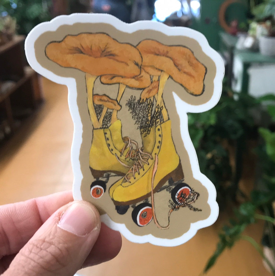 Roller Skate Mushroom Sticker