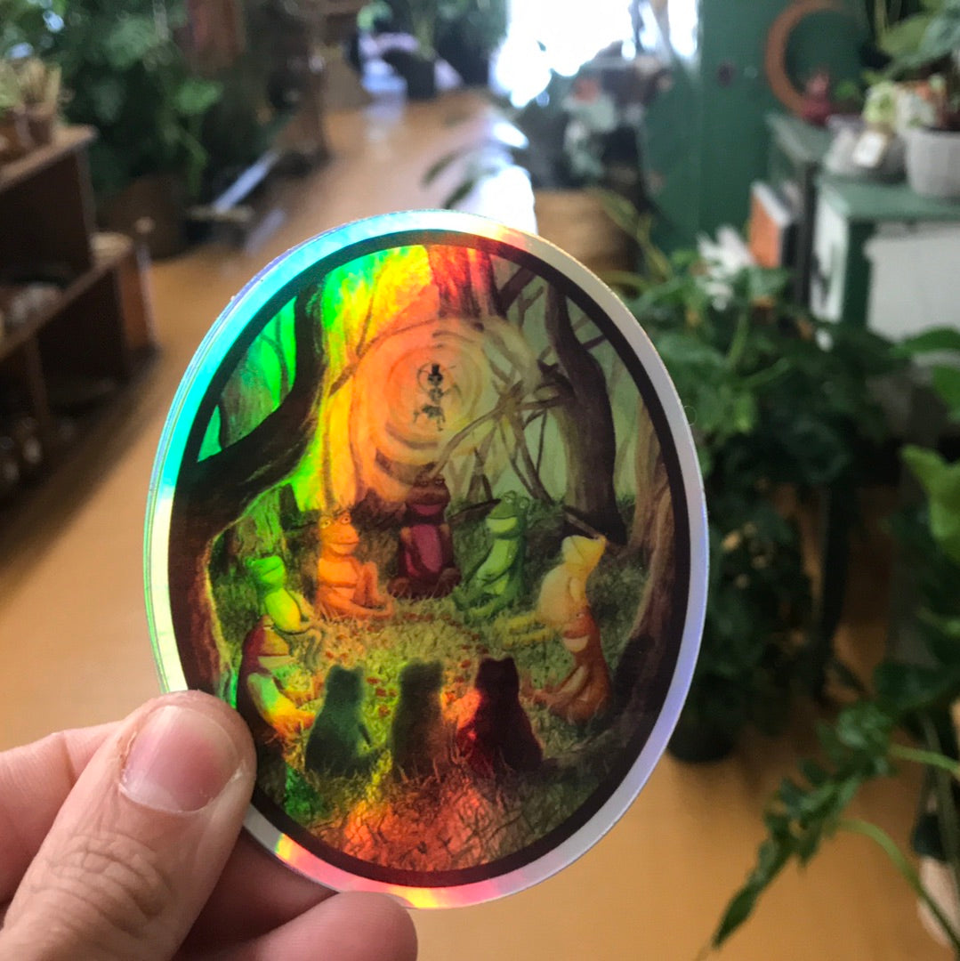 Frog Circle Holographic Sticker